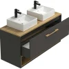 Hangend Badkamermeubel Met Dubbele Wastafel - Antraciet - 120 Cm - Yangra-Vente-unique Clearance