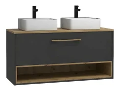 Hangend Badkamermeubel Met Dubbele Wastafel - Antraciet - 120 Cm - Yangra-Vente-unique Clearance