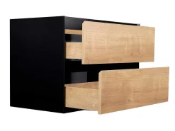 Hangend Badkamermeubel Met Ingebouwde Wastafel - Licht Naturel En Zwart - 80 Cm - Lannick-Vente-unique Best