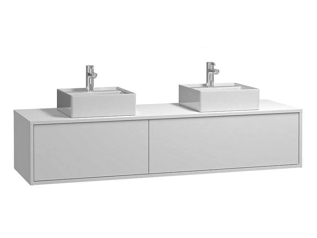 Hangend Badkamermeubel Wit Met Dubbele Wastafel - L150 Cm - Isaure Ii-Vente-unique Hot
