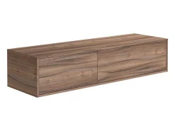 Hangend Badmeubel Met Donker Natuurlijke Kleur En Dubbele Wastafel - L150 Cm - Isaure Ii-Vente-unique New