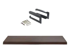 Hangend Bureau Van Donker Teakhout Met Zwarte Bevestigingsbeugels - 120 X 50 Cm - Sukawati-Vente-unique Online