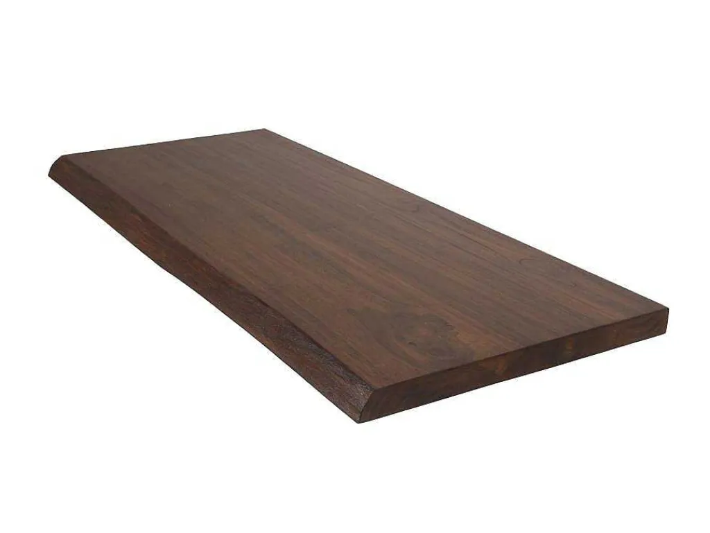 Hangend Bureau Van Donker Teakhout Met Zwarte Bevestigingsbeugels - 120 X 50 Cm - Sukawati-Vente-unique Online