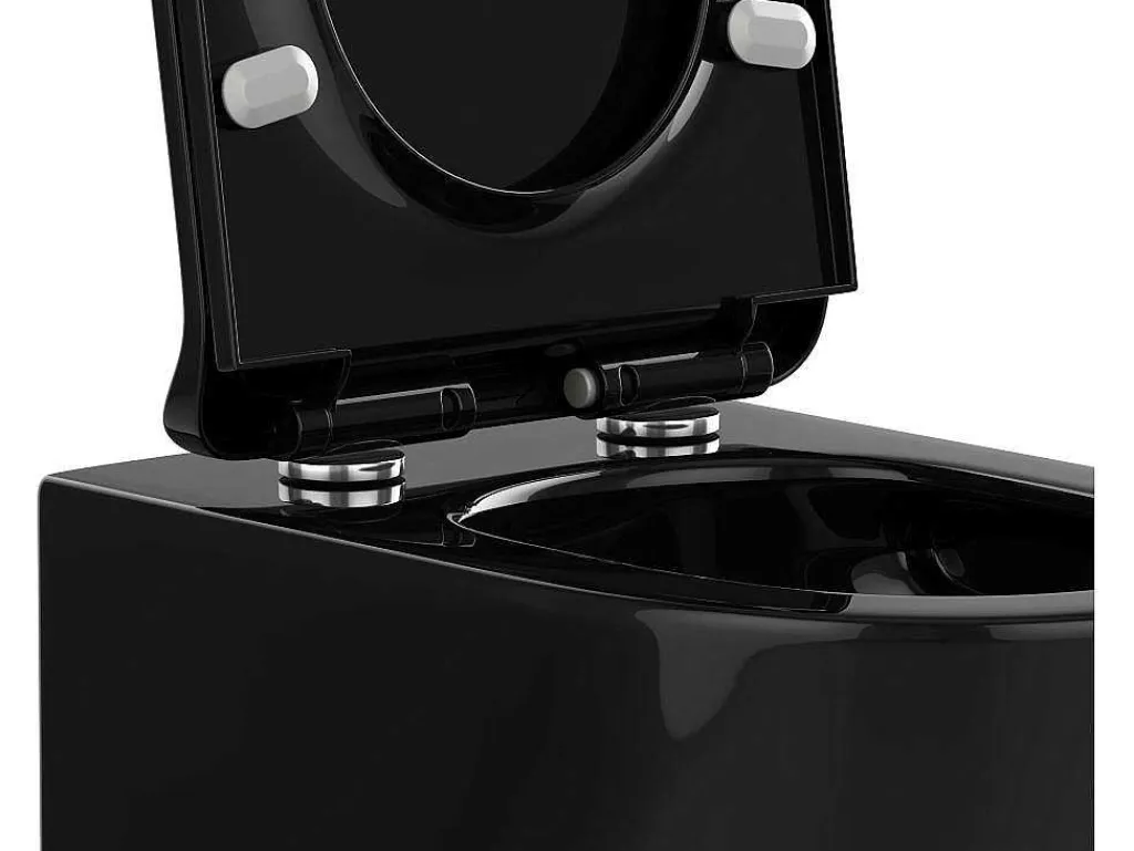 Hangend Toilet Pakket In Glanzend Zwart Met Inbouwreservoir En Bedieningsplaat - Javoine-Vente-unique Best