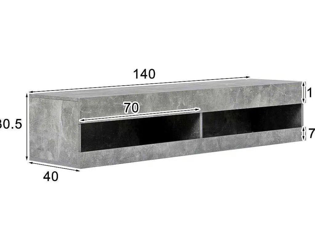 Hangend Tv-Meubel 140 Cm Met Led - Grijs-ModernLuxe Best