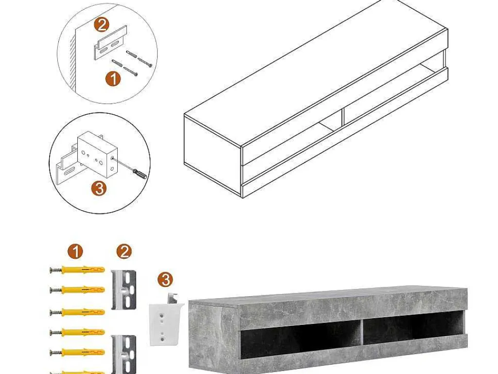 Hangend Tv-Meubel 140 Cm Met Led - Grijs-ModernLuxe Best