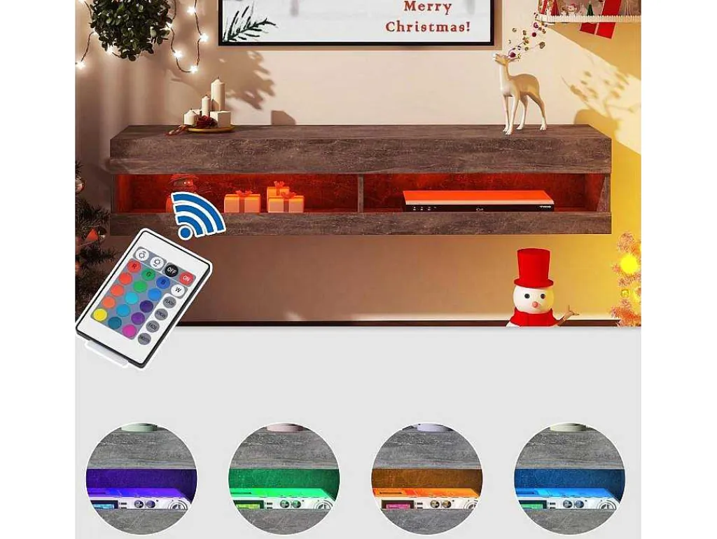 Hangend Tv-Meubel 140 Cm Met Led - Grijs-ModernLuxe Best