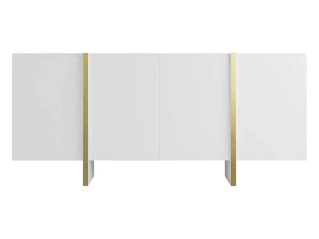 Hangend Tv-Meubel Met 4 Deuren Van Mdf - Wit En Goudkleurig - Luvonia-Vente-unique