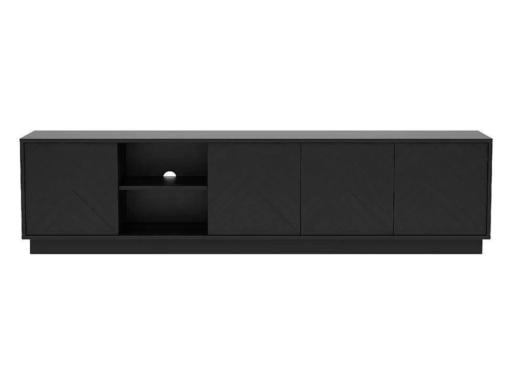 Hangend Tv-Meubel Met 4 Deuren En 2 Nissen Van Mdf - Zwart - Redonia-Vente-unique Discount