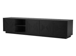 Hangend Tv-Meubel Met 4 Deuren En 2 Nissen Van Mdf - Zwart - Mezulia-Vente-unique Discount