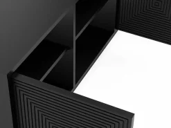 Hangend Tv-Meubel Met 4 Deuren En 2 Nissen Van Mdf - Zwart - Mezulia-Vente-unique Discount