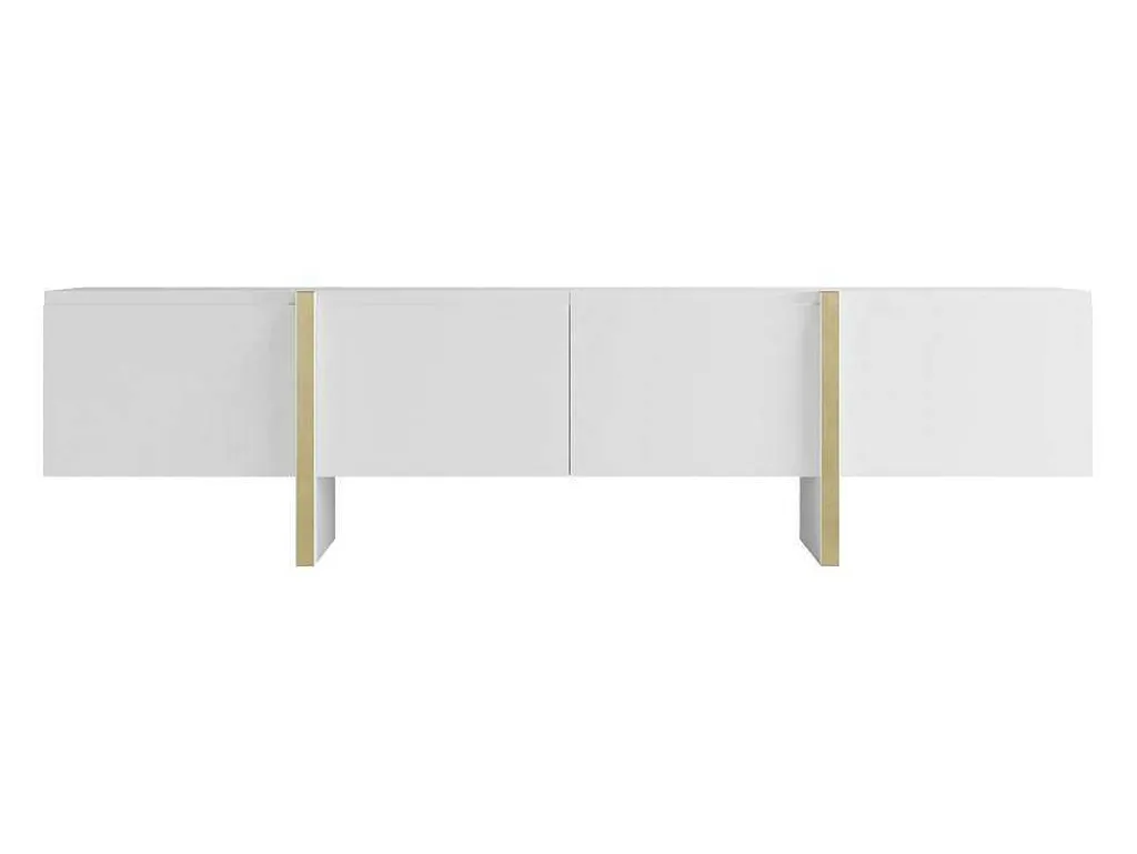 Hangend Tv-Meubel Met 4 Deuren Van Mdf - Wit En Goud - Luvonia-Vente-unique Sale