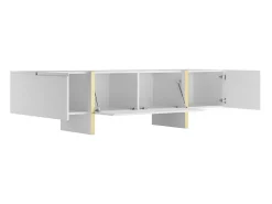 Hangend Tv-Meubel Met 4 Deuren Van Mdf - Wit En Goud - Luvonia-Vente-unique Sale