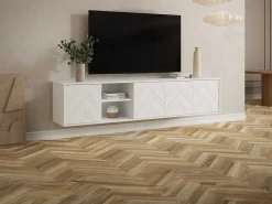 Hangend Tv-Meubel Met 4 Deuren En 2 Nissen Van Mdf - Wit - Redonia-Vente-unique Hot