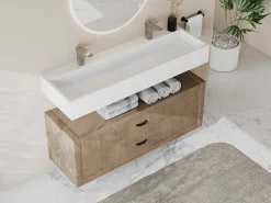 Hangend Wastafelblad - Wit - L120 X B40 X H15 Cm - Yamdrok-Shower & Design Outlet