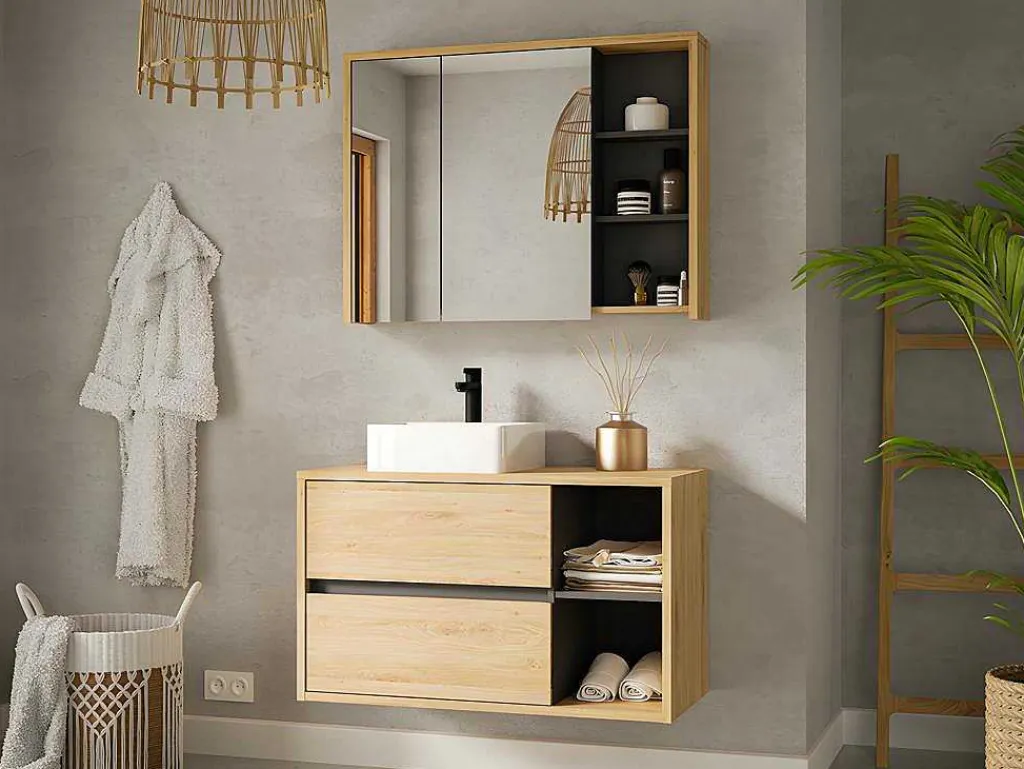 Hangend Wastafelmeubel - Naturel Kleur - 100 Cm - Purnal-Vente-unique Best