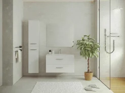 Hangende Badkamerkolom - 6 Planken - Wit - L30 X D25 X H160 Cm - Kayla-Vente-unique New