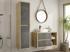 Hangende Badkamerkolom - Licht Naturel En Antraciet - H170 Cm - Tikitki-Vente-unique Sale