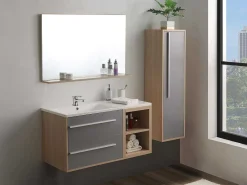 Hangende Badkamerkolom - Licht Naturelkleurig En Grijs - L35 X B30 X H120 Cm - Jasmine-Vente-unique