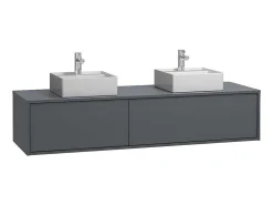 Hangende Badkamermeubel In Antracietgrijze Kleur Met Dubbele Wastafel - L150 Cm - Isaure Ii-Vente-unique