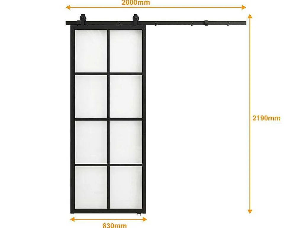 Hangende Schuifdeur H205 X L83 Cm Van Aluminium En Transparant Gehard Glas Wilden-Vente-unique Sale