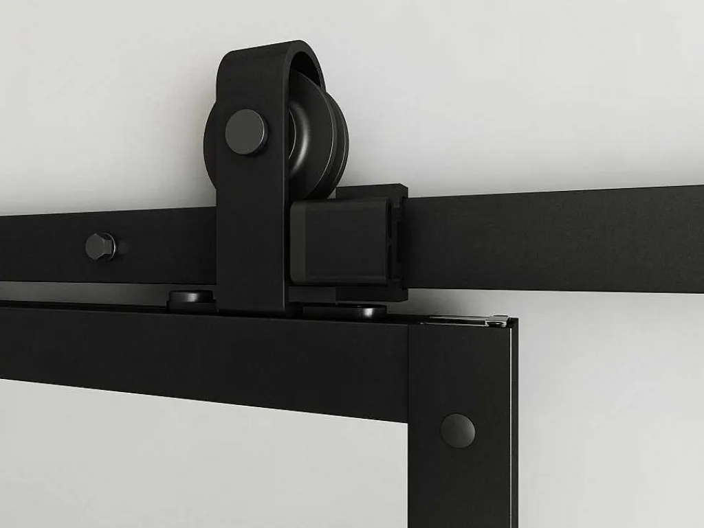 Hangende Schuifdeur H205 X L83 Cm Van Aluminium En Transparant Gehard Glas Wilden-Vente-unique Sale