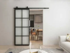 Hangende Schuifdeur H205 X L83 Cm Van Aluminium En Transparant Gehard Glas Wilden-Vente-unique Sale