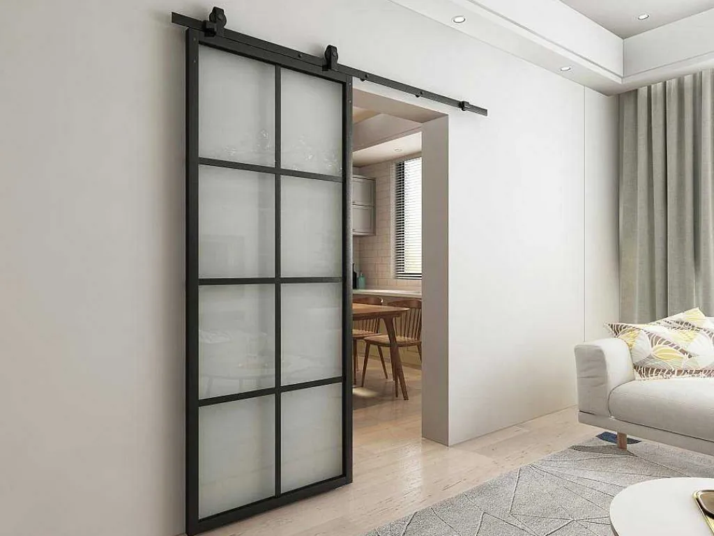 Hangende Schuifdeur H205 X L83 Cm Van Aluminium En Transparant Gehard Glas Wilden-Vente-unique Sale
