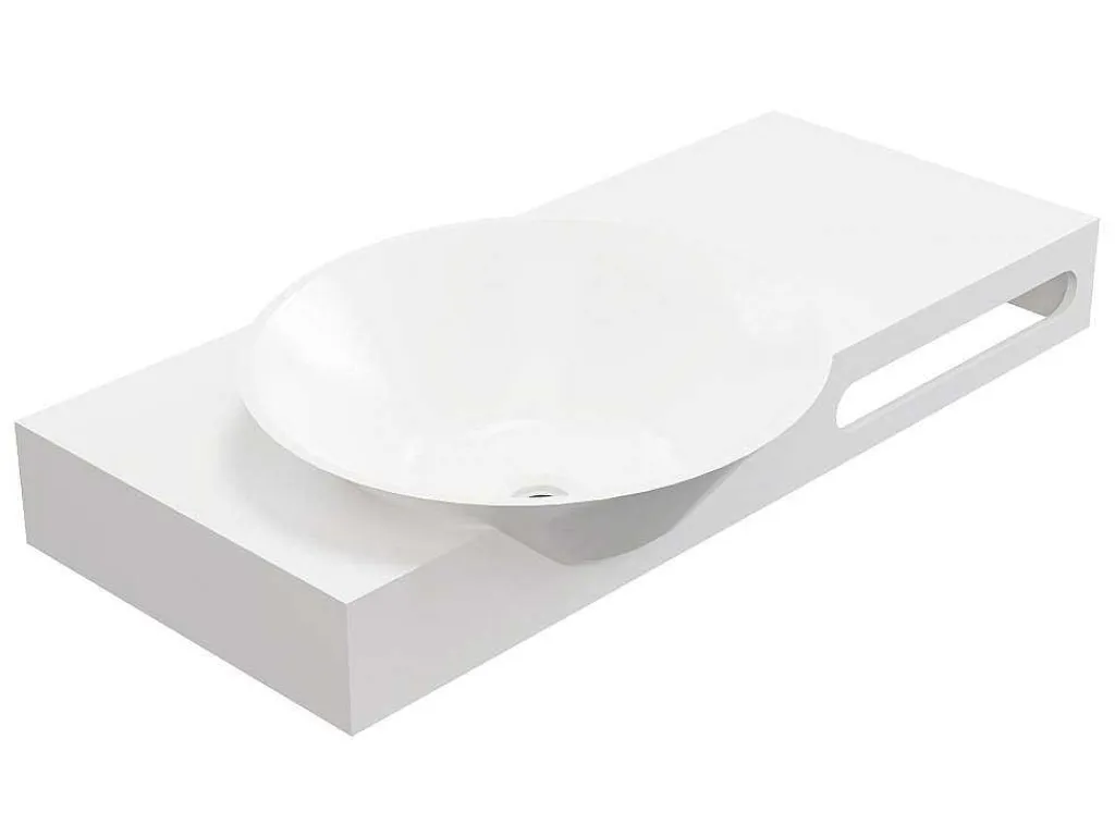 Hangende Vaste Wastafel Met Handdoekhouder - Wit - L100 X B54 X H20 Cm - Yumiko-Shower & Design