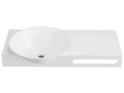 Hangende Vaste Wastafel Met Handdoekhouder - Wit - L100 X B54 X H20 Cm - Yumiko-Shower & Design