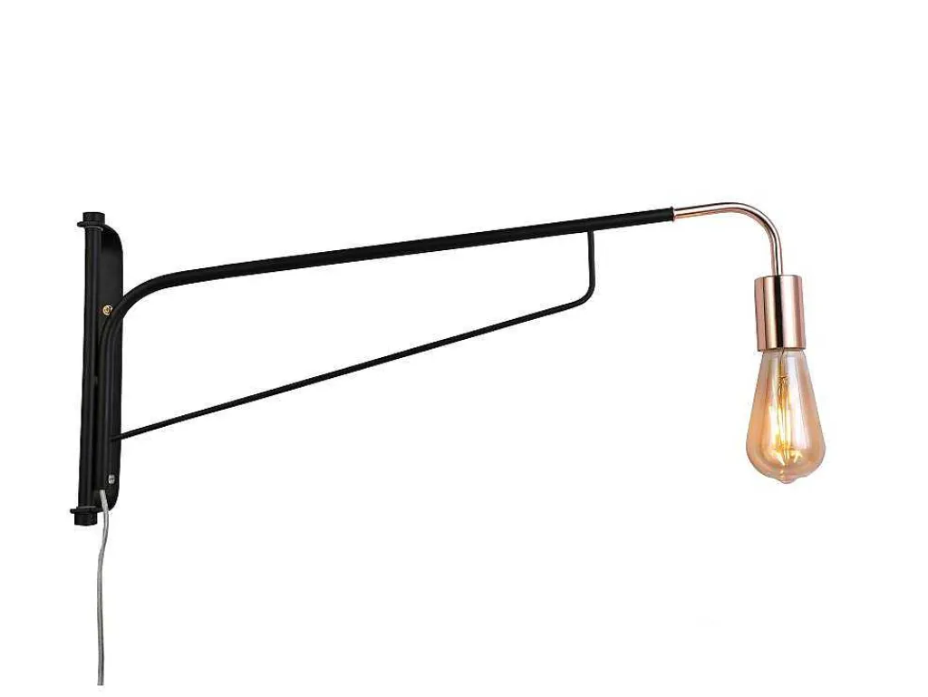 Hangende Wandlamp Van Gebogen Metaal - L65 X D10 X H25 Cm - Zwart En Koperkleurig - Colwood-OZAIA Hot