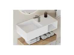 Hangende Wastafel Met Nis - Wit - L80 X B40 X H20 Cm - Goyoko-Shower & Design