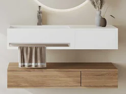 Hangende Wastafel Met Nis - Wit - L80 X B40 X H20 Cm - Goyoko-Shower & Design