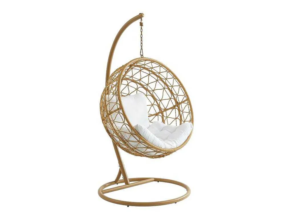 Hangfauteuil Van Gevlochten Hars - Licht Naturel Met Wit Kussen - Anivia Van-MYLIA Outlet