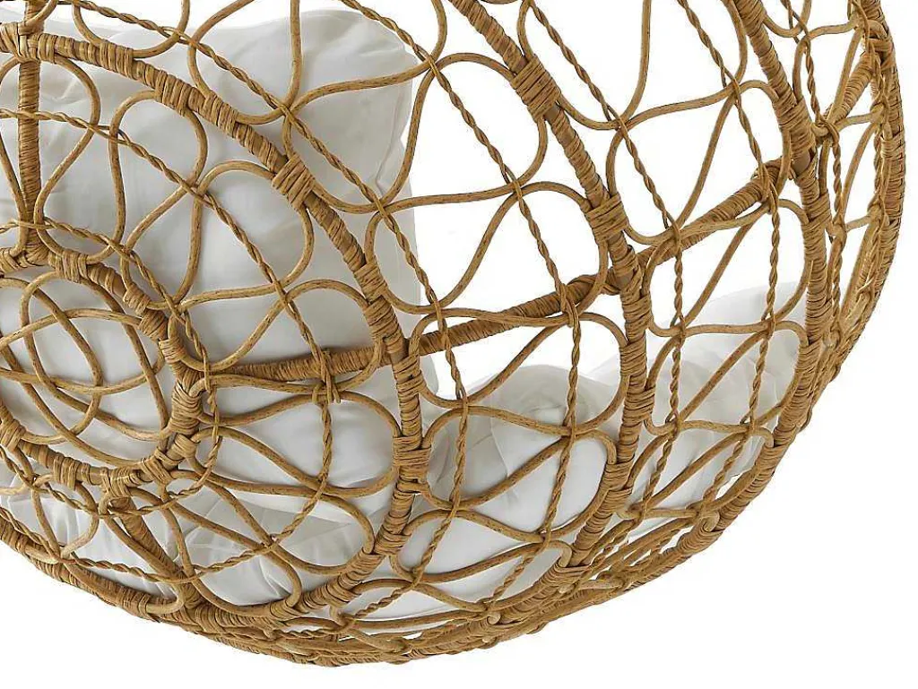 Hangfauteuil Van Gevlochten Hars - Licht Naturel Met Wit Kussen - Anivia Van-MYLIA Outlet