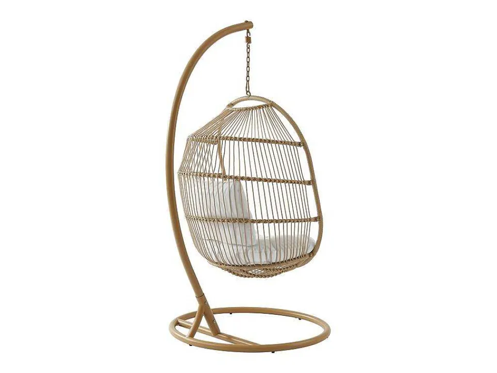 Hangfauteuil Van Gevlochten Hars En Touw - Licht Naturel Met Wit Kussen - Lucera Van-MYLIA Hot
