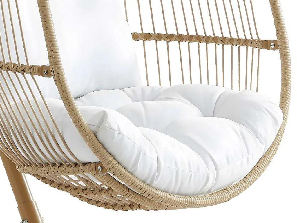 Hangfauteuil Van Gevlochten Hars En Touw - Licht Naturel Met Wit Kussen - Lucera Van-MYLIA Hot