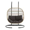 Hangfauteuil Voor 2 Personen Van Gevlochten Hars - Licht Naturel Met Antracietgrijs Kussen - Lissandra Van-MYLIA Best