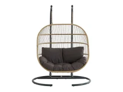 Hangfauteuil Voor 2 Personen Van Gevlochten Hars - Licht Naturel Met Antracietgrijs Kussen - Lissandra Van-MYLIA Best