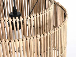 Hanglamp Etnische Stijl Van Bamboe En Zwart Metaal - D 40 X H 120 Cm - Parana-OZAIA