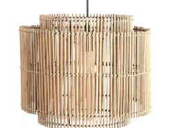 Hanglamp Etnische Stijl Van Bamboe En Zwart Metaal - D 40 X H 120 Cm - Parana-OZAIA