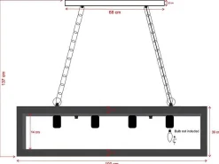 Hanglamp In Industriele Stijl Olius - Hout En Metaal - 4 Lampen - H31 X L100 Cm - Naturel En Zwart-OZAIA Online