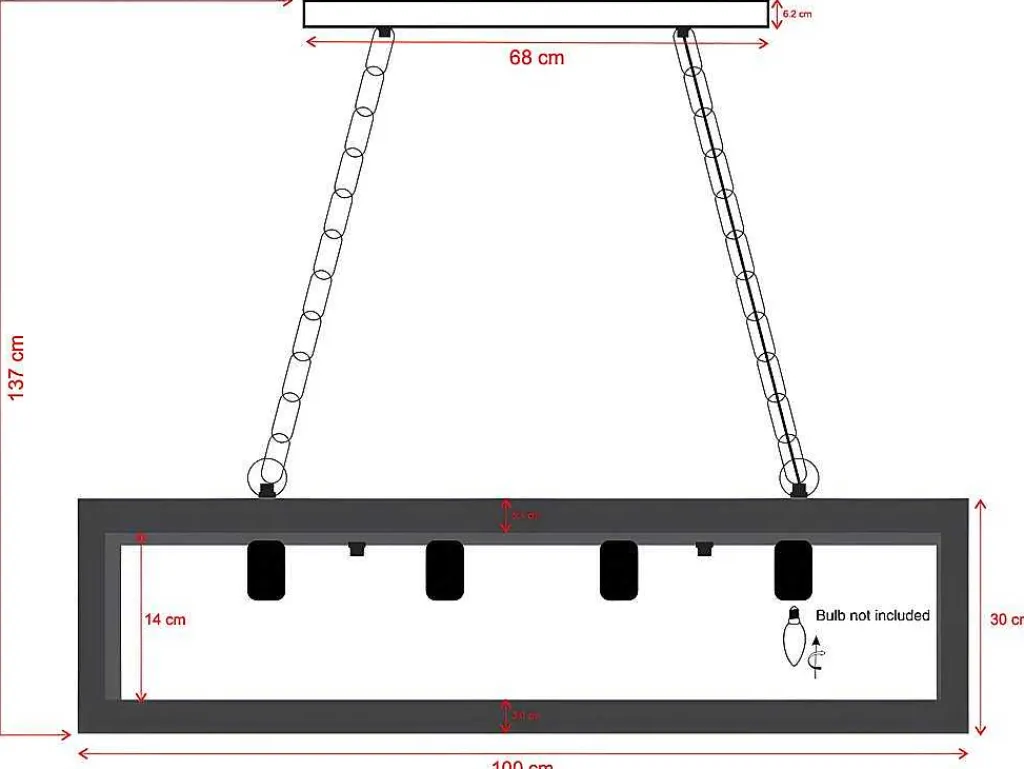 Hanglamp In Industriele Stijl Olius - Hout En Metaal - 4 Lampen - H31 X L100 Cm - Naturel En Zwart-OZAIA Online