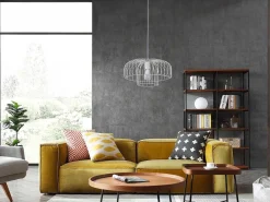 Hanglamp Met Draadstructuur Met Design-Stijl Van Metaal - D40 X H130 Cm - Wit - Andromaque-OZAIA Sale
