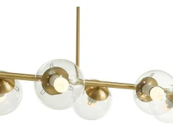 Hanglamp Van Geborsteld Messing En 6 Glazen Bollen - B128 Cm - Yukon-OZAIA New
