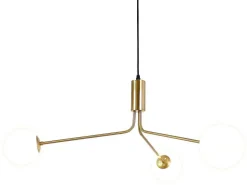 Hanglamp Van Glas En Metaal - D90 X H182 Cm - Goud - Kenora-OZAIA Discount