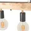 Hanglamp Van Hout Julbo Met 5 Lampen In Industriele Stijl - Hout En Metaal - H17,5 X L100 Cm - Naturel En Zwart-Vente-unique Discount