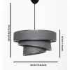 Hanglamp Van Stof En Metaal Met Aanpasbare Hoogte - D40 X H30-70 Cm - Antraciet En Zilverkleurig - Tairon-OZAIA Best