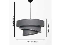 Hanglamp Van Stof En Metaal Met Aanpasbare Hoogte - D40 X H30-70 Cm - Antraciet En Zilverkleurig - Tairon-OZAIA Best