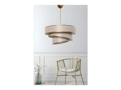 Hanglamp Van Stof En Metaal - D. 40 X H. 30 - 70 Cm - Taupe En Goudkleurig - Tairon-OZAIA Best